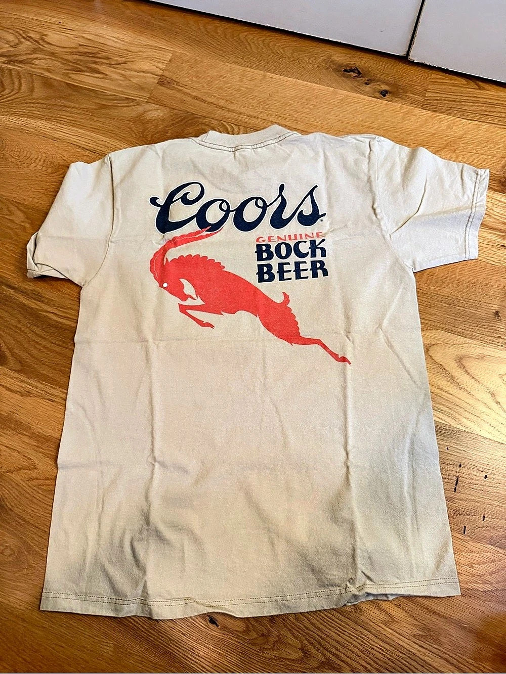 TeeLuv Coors Original Rock Beer Tee Graphic Tee in Cream Size Medium